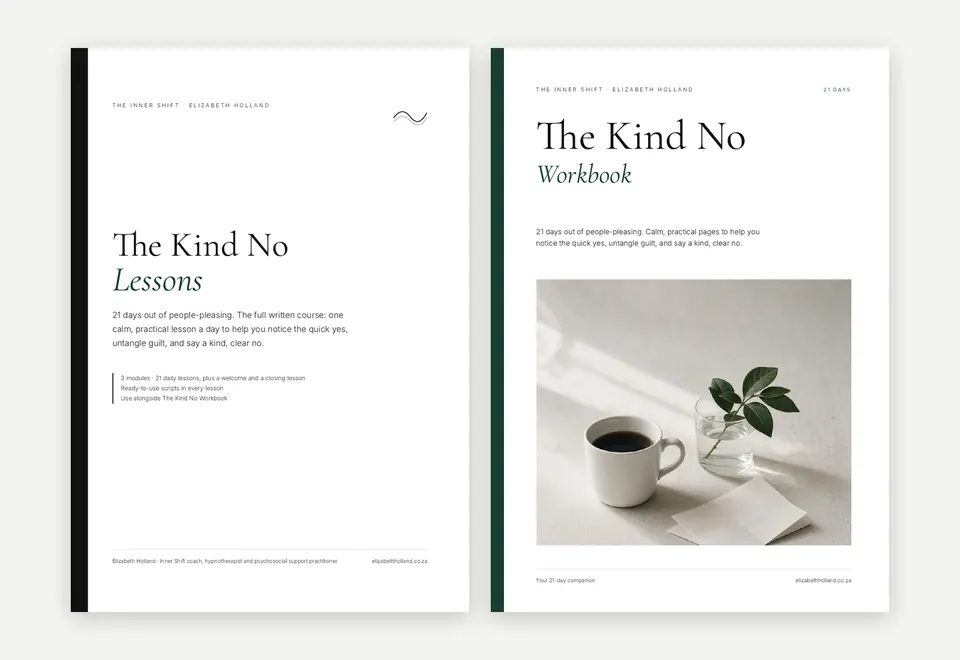 The Kind No Lessons and The Kind No Workbook, two A4 PDF covers